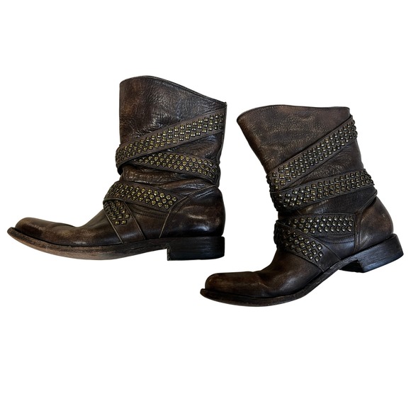 Old Gringo Shoes - Old Gringo Studded Moto Boots 10 Brown Good Leather Straps Distressed L951-3